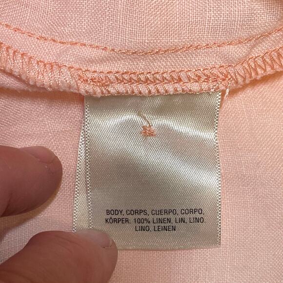 Holding Horses Linen Peplum Button Top Peach Anthropologie Sz M Relaxed Blouse - Picture 9 of 10